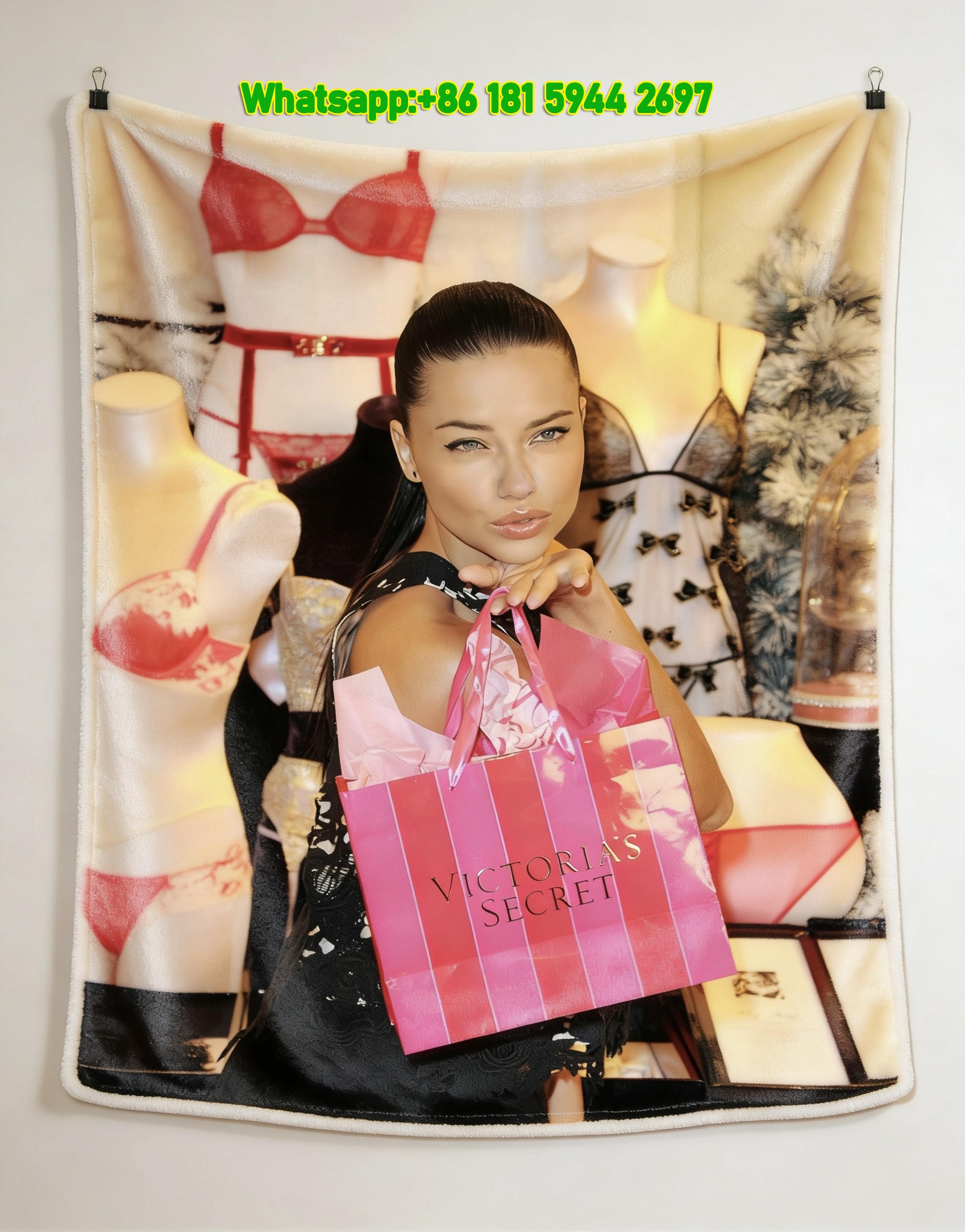Victoria's Secret Adriana Lima Flannel Sofa Throw Blanket V064